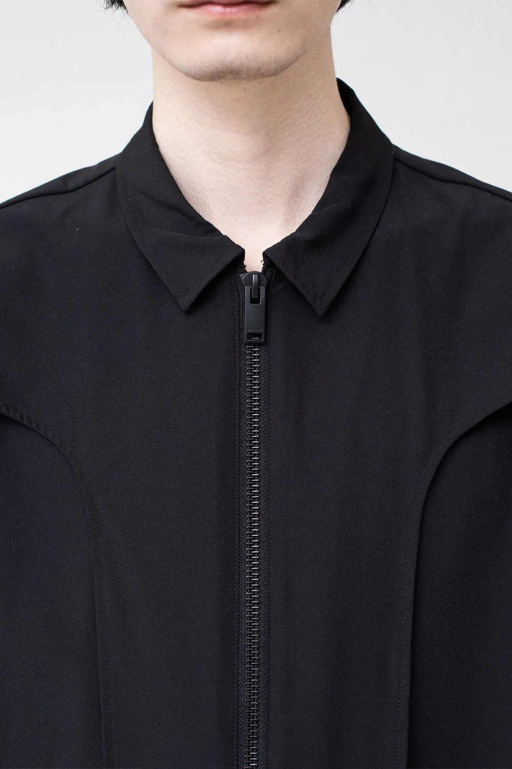 Washed Technical Zip S/S Shirt Black
