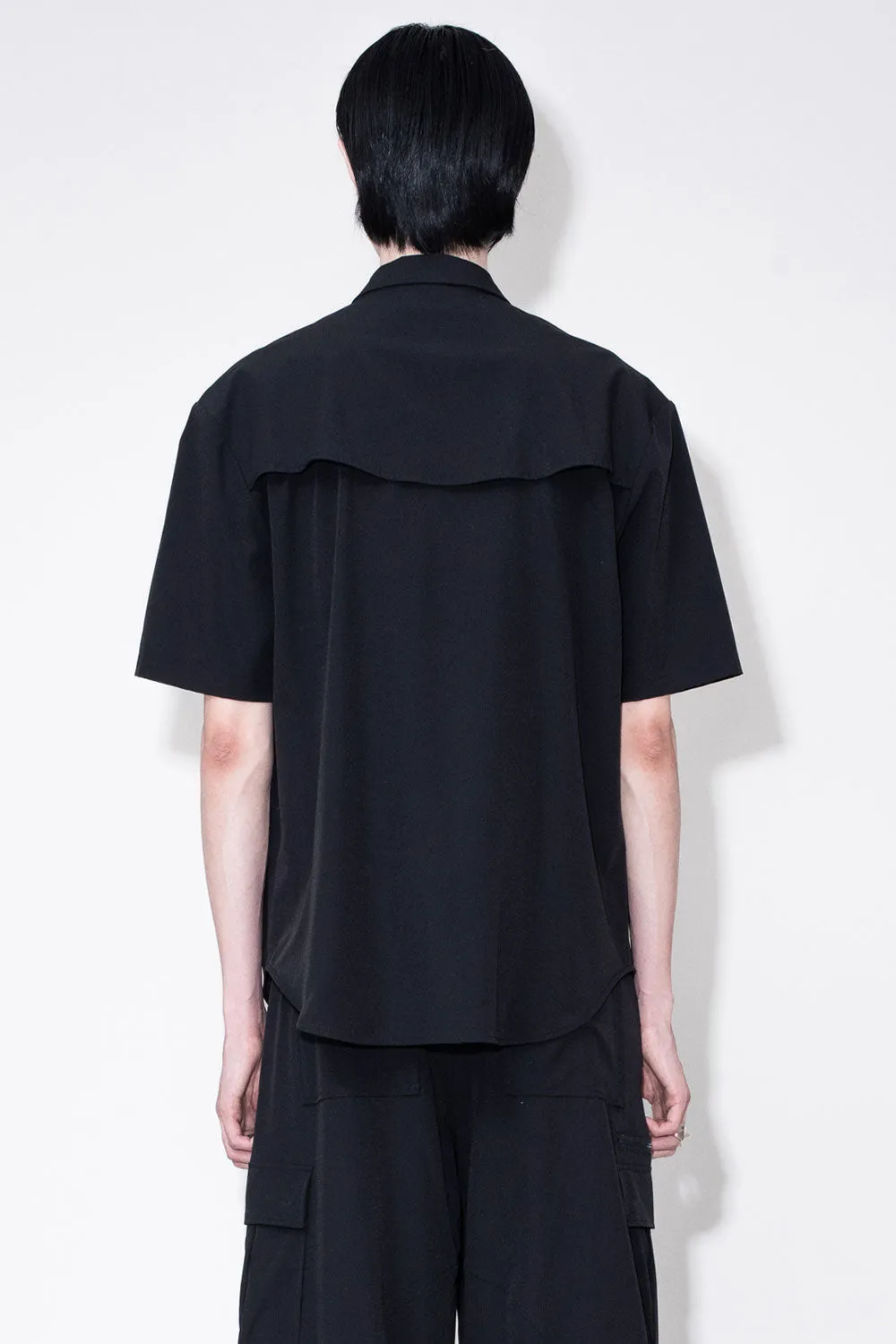 Washed Technical Zip S/S Shirt Black